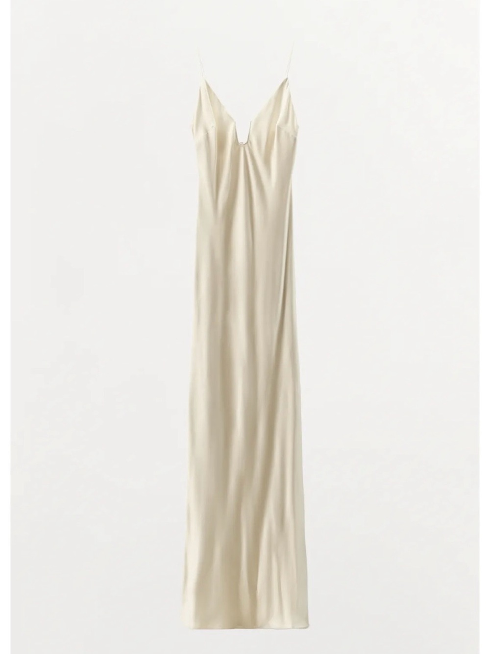Elegant Cream Satin Slip Wedding Dress with Delicate Straps